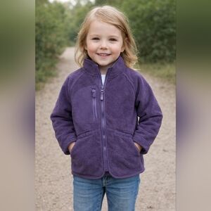 Xersion Cozy Faux Fur Purple Kids Front Zip  Jacket Sz. 6 #2014